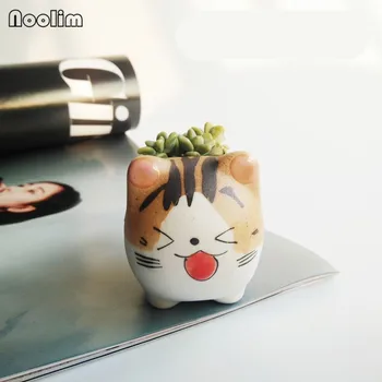 5 Стилей Cat Chi's Sweet Керамический Горшок Для Растений Micro Cute Mini Bonsai Суккуленты Маленький Цветочный Контейнер Мультяшный Плантатор Home Decor