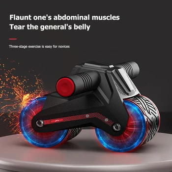 Колесо для мышц живота, прочный ролик для растяжки мышц, Противоскользящий пластик с подушечкой для коленей, автоматический отскок для тренажеров