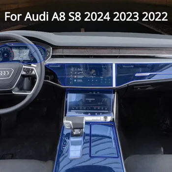 Для Audi A8 S8 2024 2023 2022 Аксессуары Для интерьера Автомобиля пленка прозрачная TPU Панель Передач Центральная Консоль Наклейка, Устойчивая к царапинам