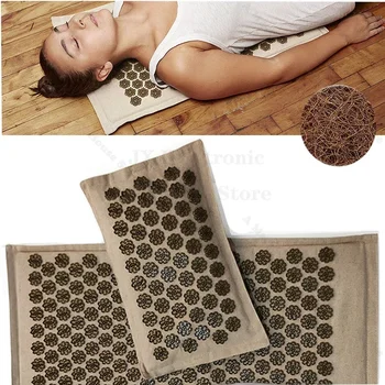 Коврик для точечного массажа из органического льна, подушка или набор для йоги, коврик для медитации, увеличивающий приток крови, облегчающий боли в шее и спине