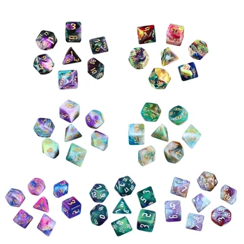 7шт D4 D6 D8 D10 D12 D20 Количество Красочных Акриловых Многогранных Кубиков Вечерние Семейные Игры Развивающие Игрушки Развлекательные Кубики